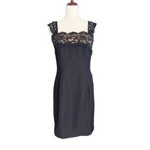 VTG En Francais Black Lace Trim Cocktail Party Dress Vintage‎ Y2K 90s Size 6 8